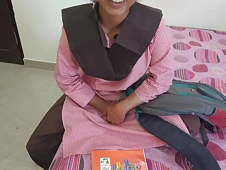 Hot indian desi partisan was painfull fucking connected with teacher in coching room on dogy puff and speak close by Hindi audio